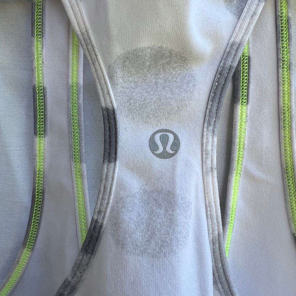Lululemon White and Grey Polka Dot Tank
